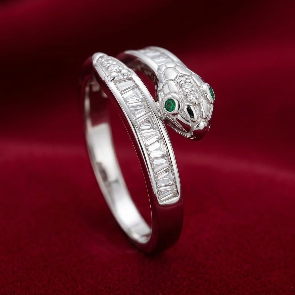 Elegant 925 Sterling Silver Snake Ring.