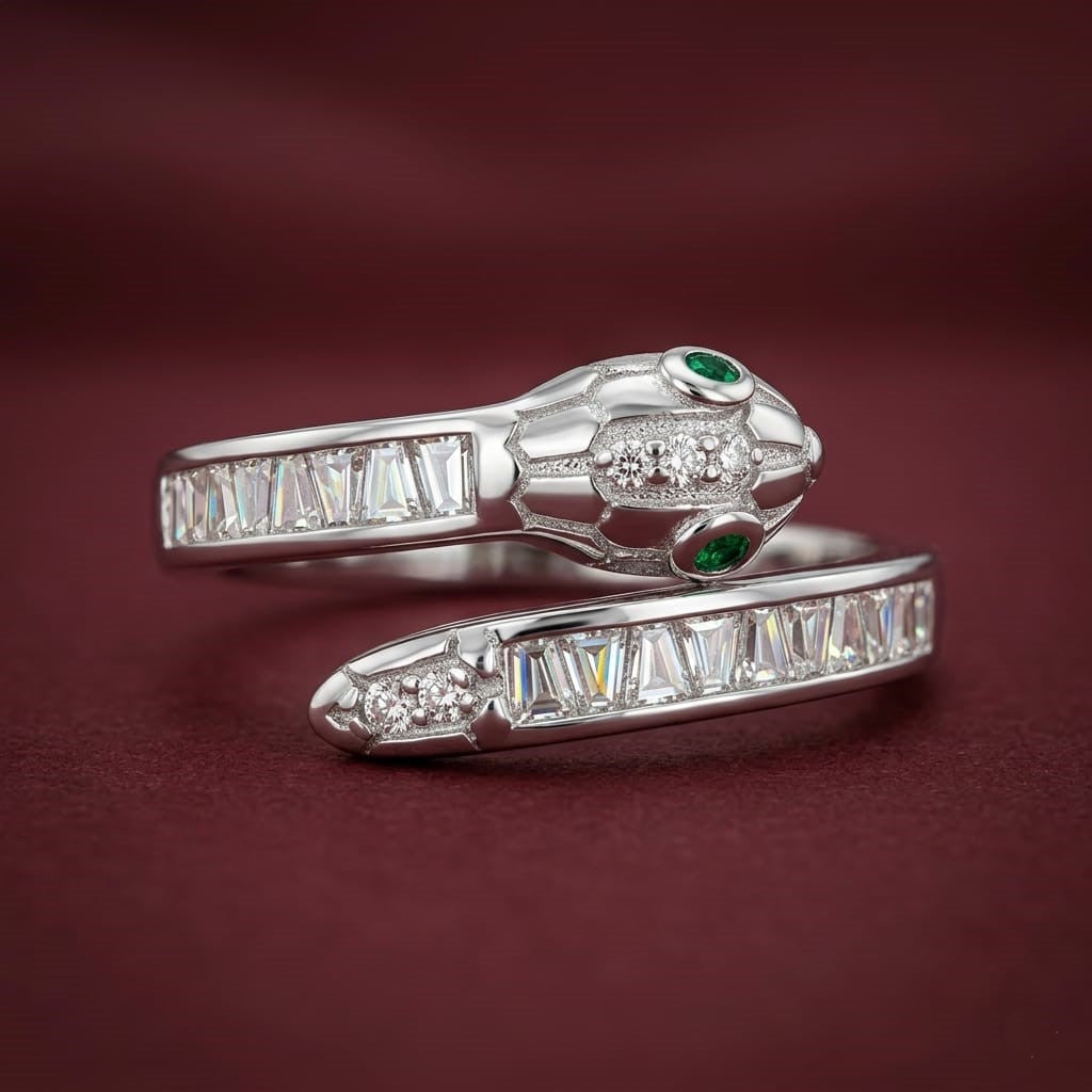 Elegant 925 Sterling Silver Snake Ring.