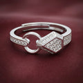 925 Snake Shape Sterling Silver Adjustable Finger Ring for Women and Girls | Interlocking Loop Design with AAA+ Zirconia