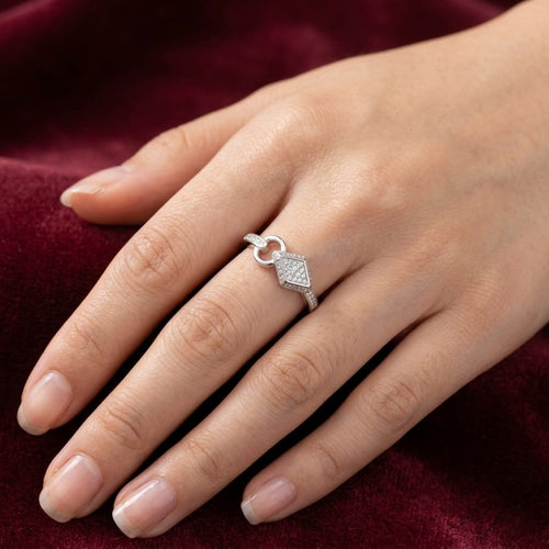 925 Snake Shape Sterling Silver Adjustable Finger Ring for Women and Girls | Interlocking Loop Design with AAA+ Zirconia
