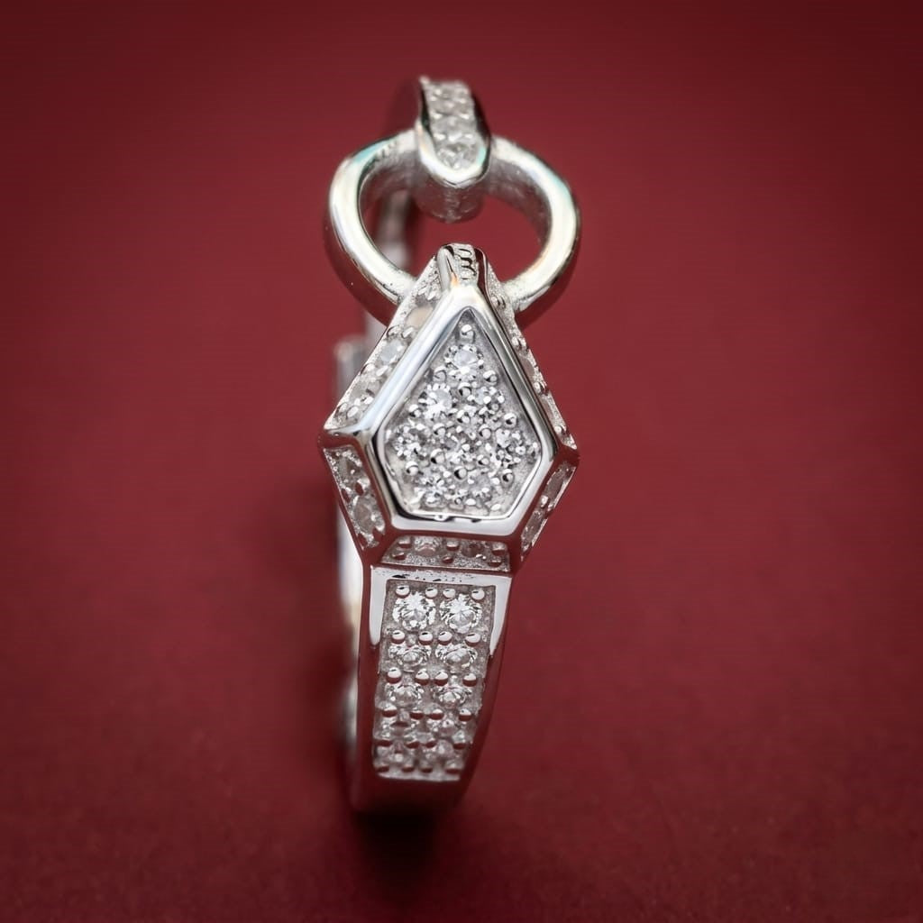 925 Snake Shape Sterling Silver Adjustable Finger Ring for Women and Girls | Interlocking Loop Design with AAA+ Zirconia