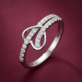 925 Sterling Silver Initial 'A' Finger Ring | Adjustable Double Band Crystal Ring for Girls