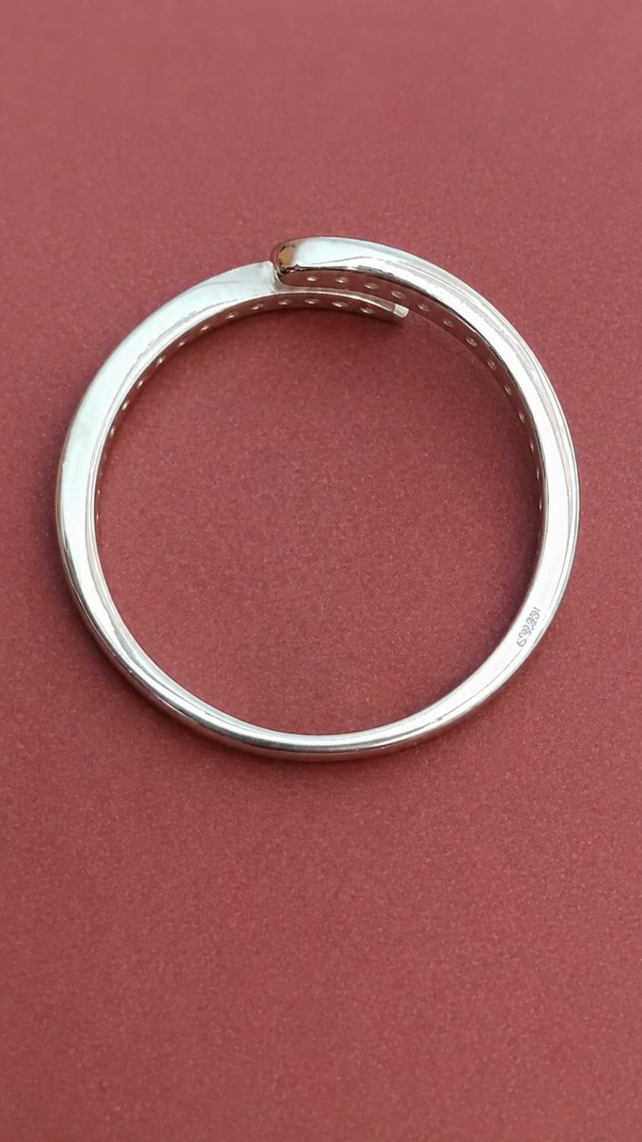 925 Sterling Silver Adjustable Spiral Ring | Delicate Cubic Zirconia Line Ring for Girls
