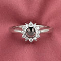 925 Sterling Silver Cute Smiley Face Finger Ring | Crystal Sunflower Adjustable Ring for Girls
