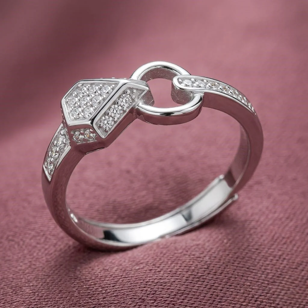 925 Snake Shape Sterling Silver Adjustable Finger Ring for Women and Girls | Interlocking Loop Design with AAA+ Zirconia - Image 5