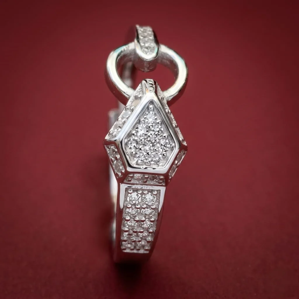 925 Snake Shape Sterling Silver Adjustable Finger Ring for Women and Girls | Interlocking Loop Design with AAA+ Zirconia