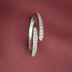 925 Sterling Silver Adjustable Spiral Ring | Delicate Cubic Zirconia Line Ring for Girls