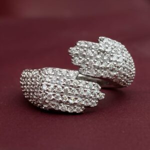 925 Sterling Silver Cubic Zirconia Cluster Ring | Adjustable Statement Finger Ring for Women & Girls